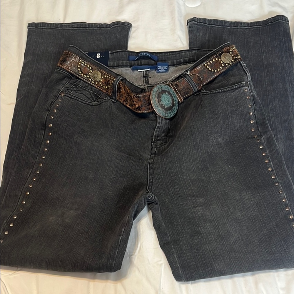 Bill Blass Jeans Charcoal Studded Women's Boot Cut Jeans